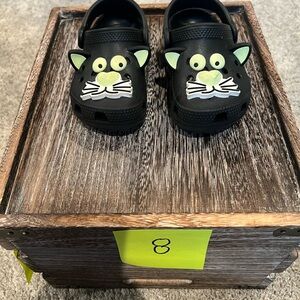 Glow in the Dark Kids Black Cat Clogs
